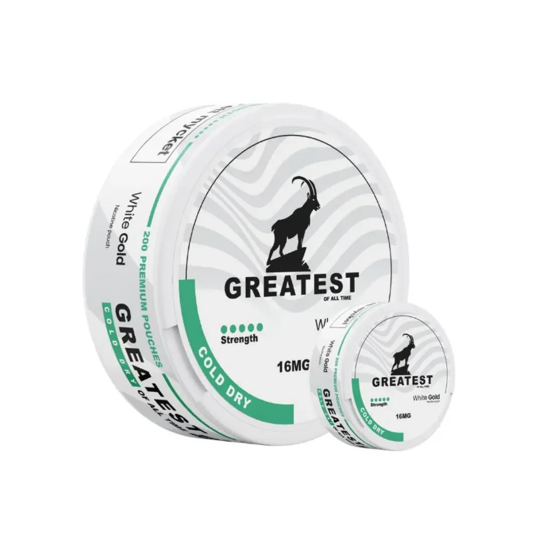 Detail close-up of the Greatest Mega Can featuring a zebra pattern, logo, and label text in green and black.
