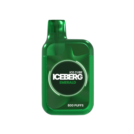 Front view of the green bottle with a curved shape and label design on a white background