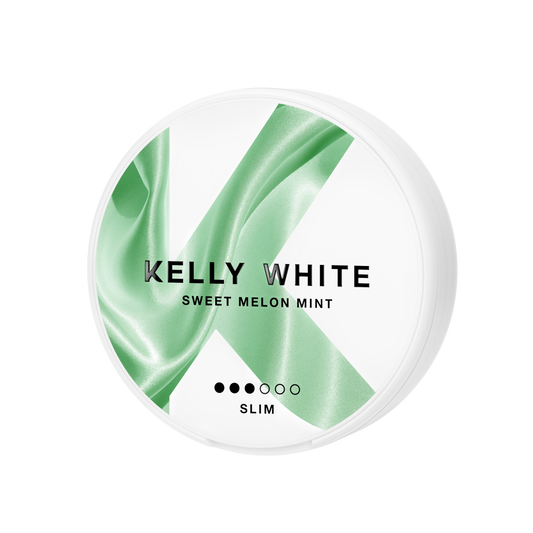 Detail view of Kelly White Sweet Melon Mint with a smooth texture and green, white colors.