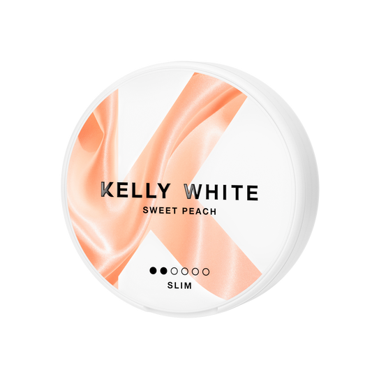 Front view of the white cream container with a smooth surface and peach colors, featuring a minimalist design.