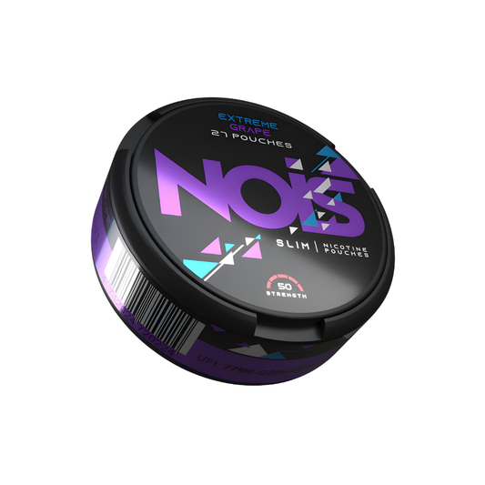 Front view of NOIS special offer featuring a colorful black and purple design in a circular container.