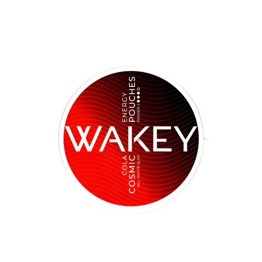 Wakey logo in a circular design featuring red, black, and white colors on a transparent background