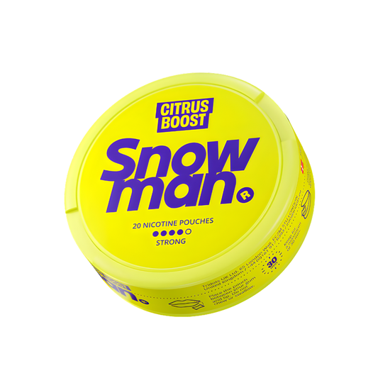 Detail close-up of the yellow container with a round shape and label text on a white background