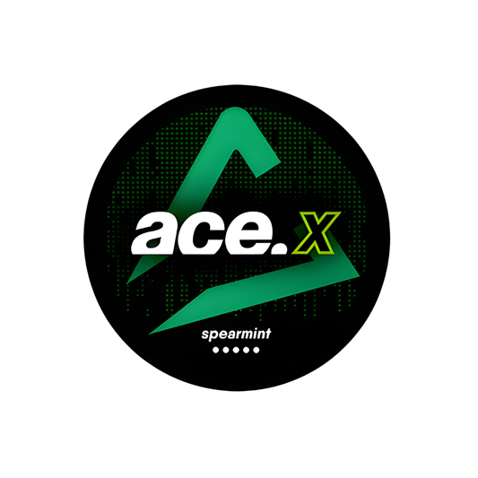 Circular Ace X logo in black, green, and white with a transparent background