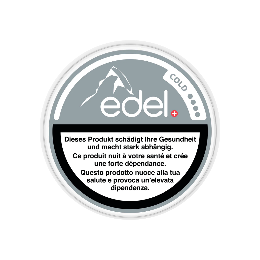 Detail close-up of a circular logo sticker featuring a mountain graphic in white, black, and red on a transparent background
