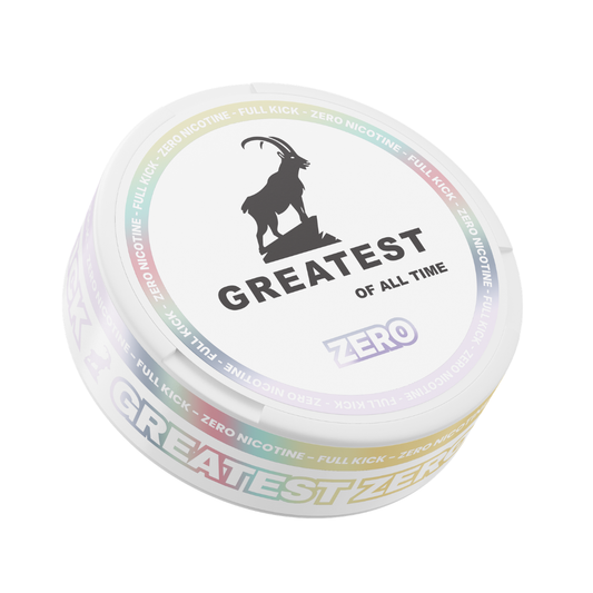 Detail close-up of a colorful circular container featuring the Greatest Cold Dry Zero brand logo on a white background